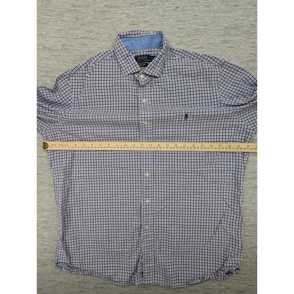 Polo Ralph Lauren Stretch Button Down Shirt Plaid Checkered Long‎ Sleeve L